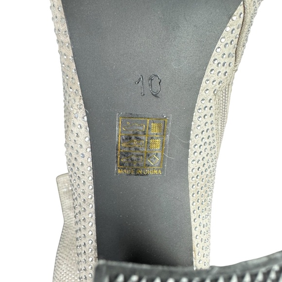 Rhinestone Heeled‎ Ankle Boots Pointed Toe Women's Size 10 Silver Gold Zipper - Picture 10 of 15